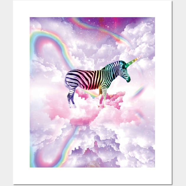 Rainbow Zebra Unicorn Wall Art by Random Galaxy